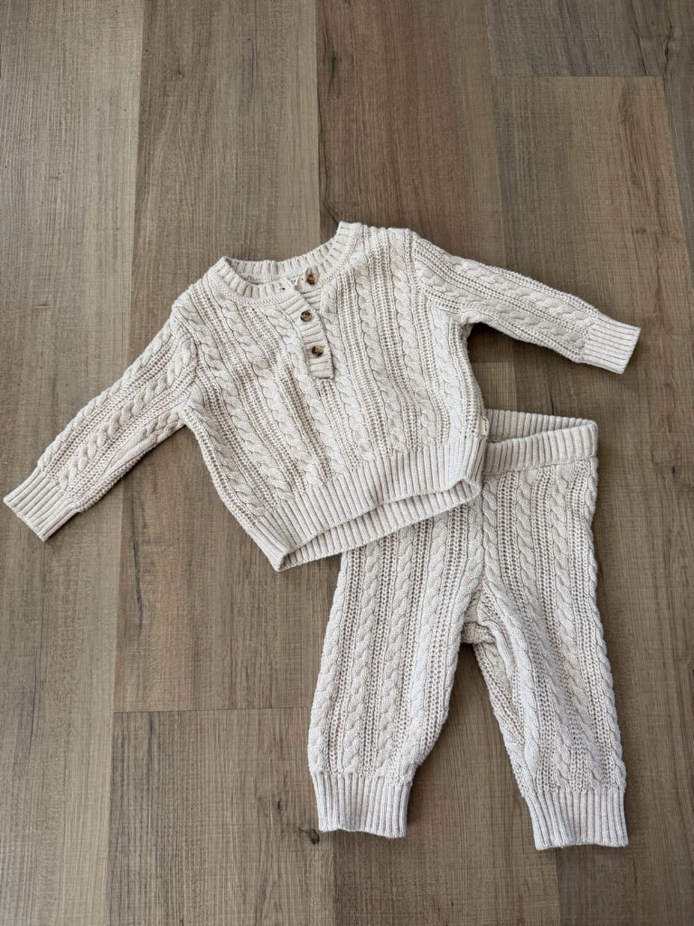 Cable Knit Baby Sweater & Pants Set